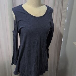 JOH Asymmetrical Cut Out Long Sleeve 100 Percent Cotton Blouse Size Small